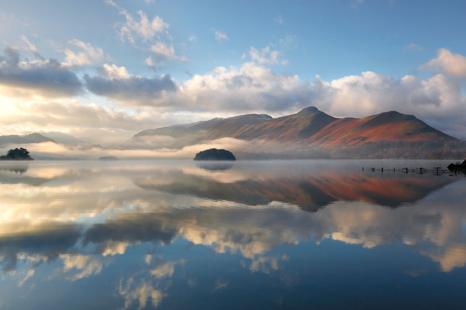 Winter mists over Derwentwater and Catbells