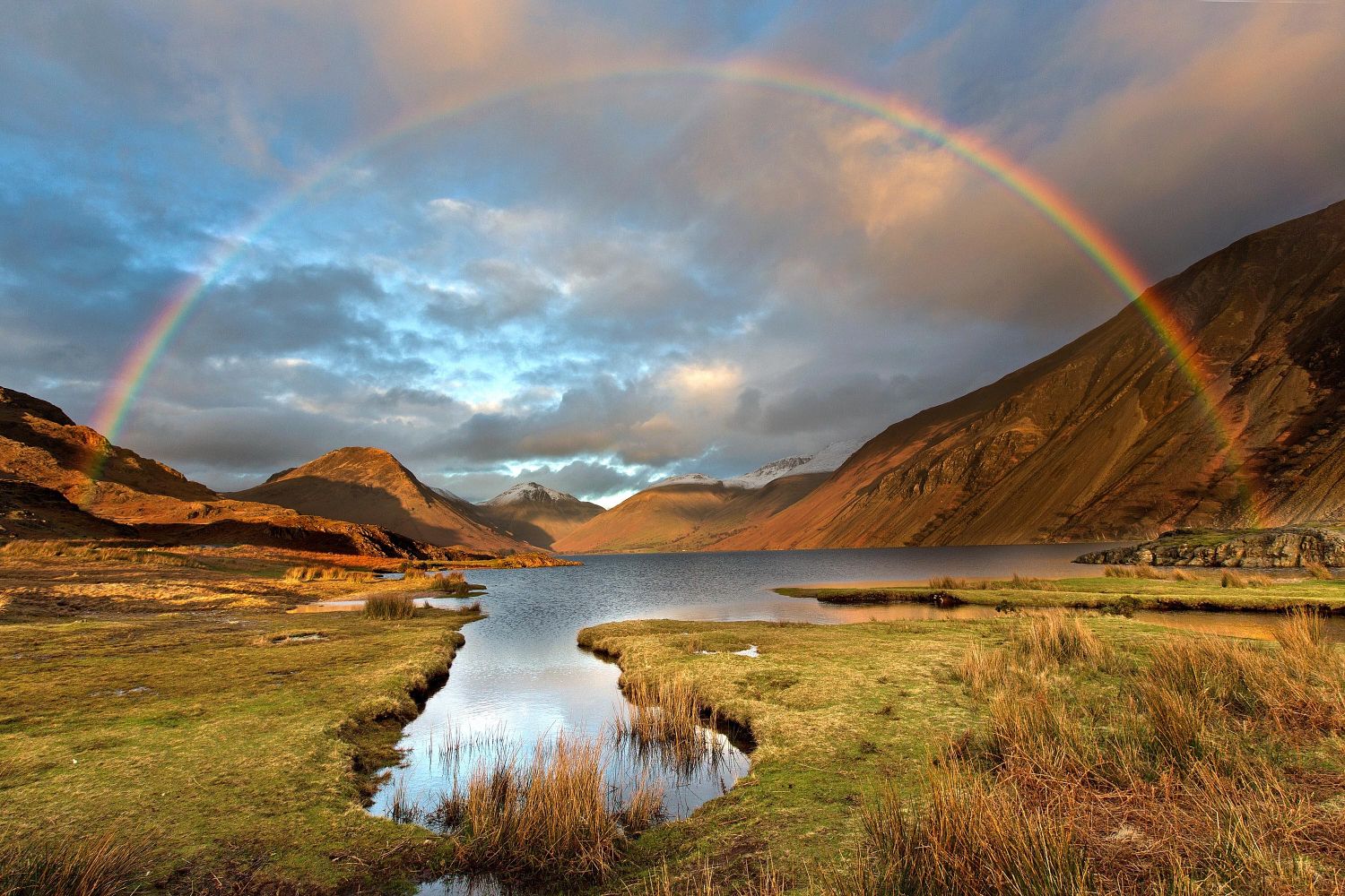 Rainbow at sunset over Wastwater