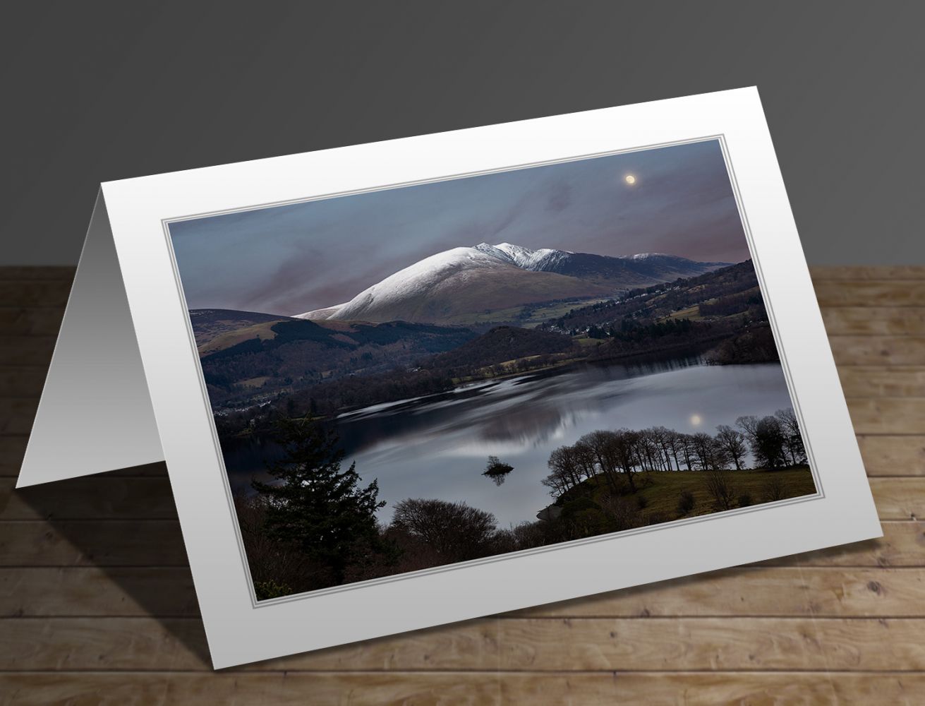 A greeting card containing the image Moonrise over Blencathra by Martin Lawrence