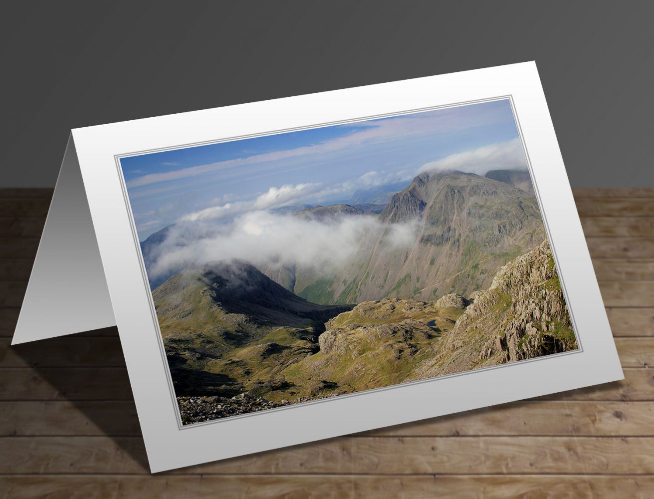 A greetings card containing the image Great Gable and Kirk Fell from the Corridor Route by Martin Lawrence