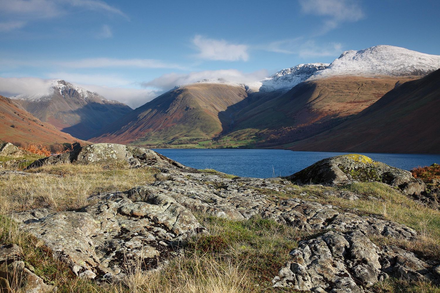 Snow on Scafell Pike from Wasdale