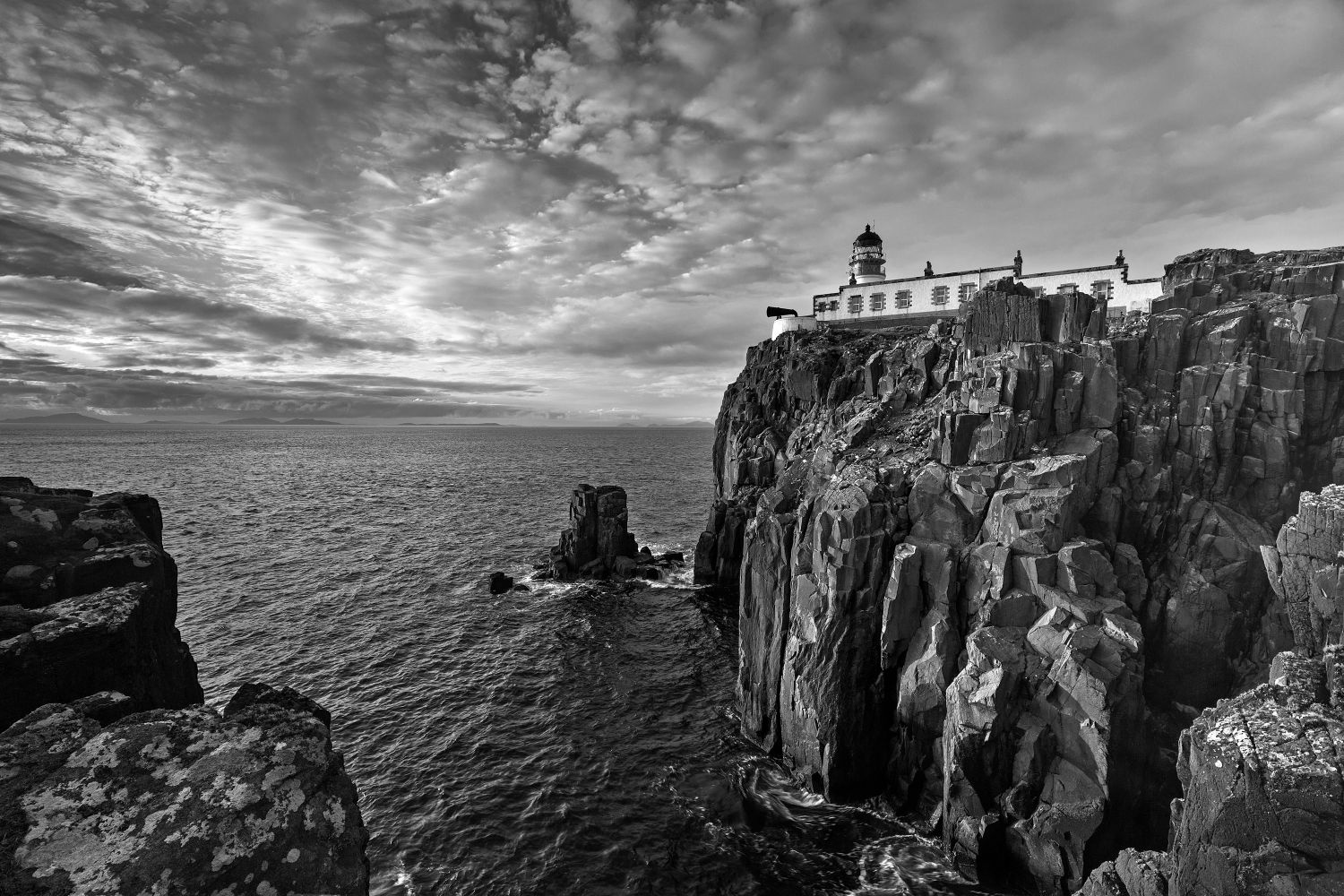 Neist Point Lighthouse Isle of Skye in Black and White