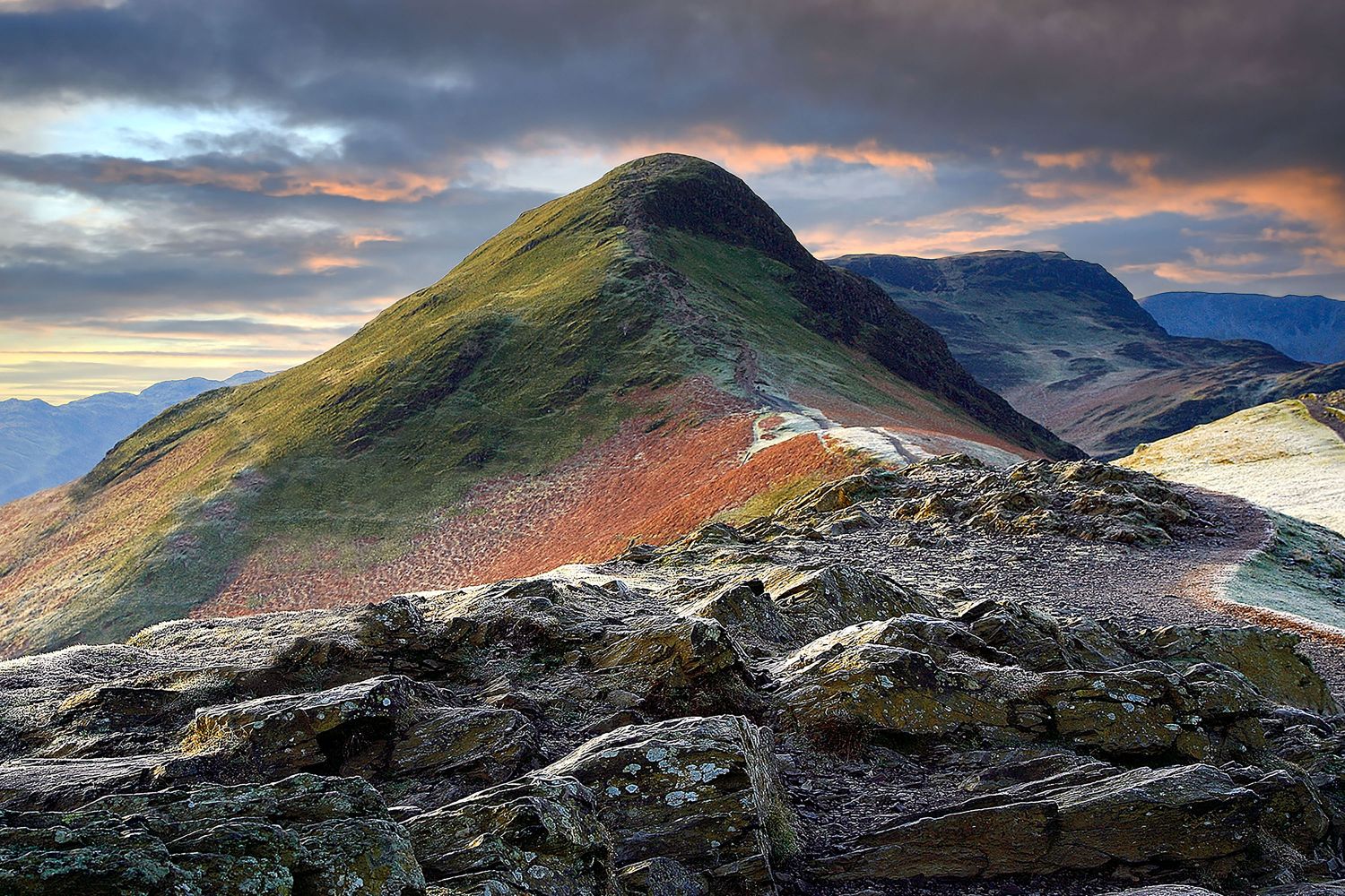 Sunset on the descent of Catbells by Martin Lawrence