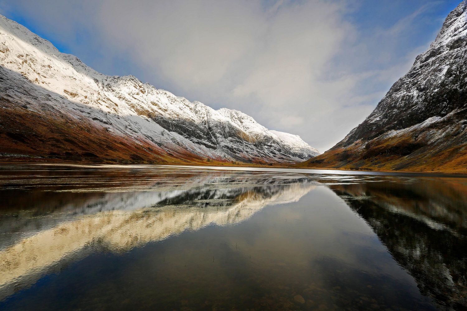 Loch Achtriochtan in Glencoe with fabulous reflections of the Aonach Ridge