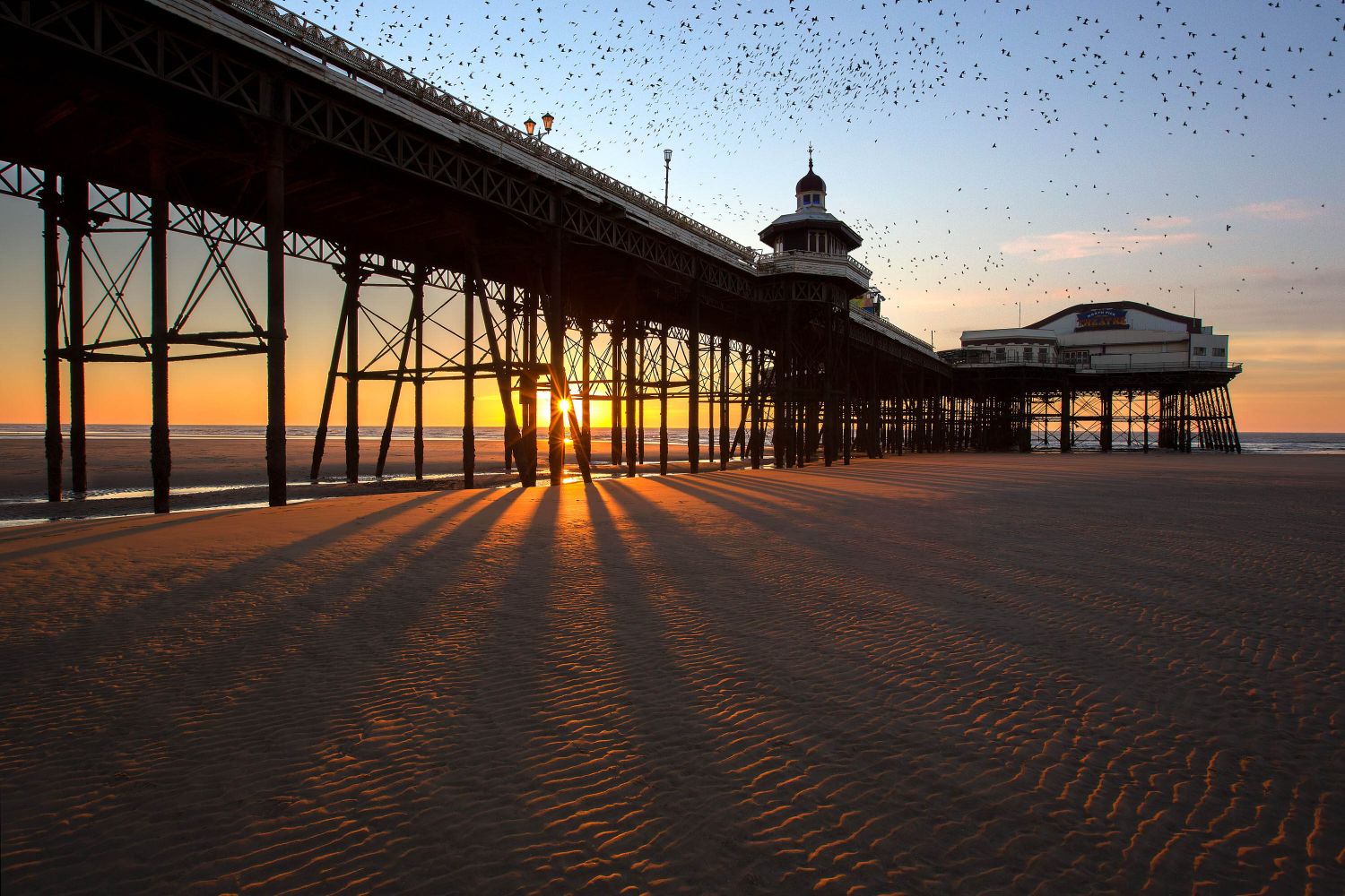 A murmuration of starlings at Blackpool North Pier