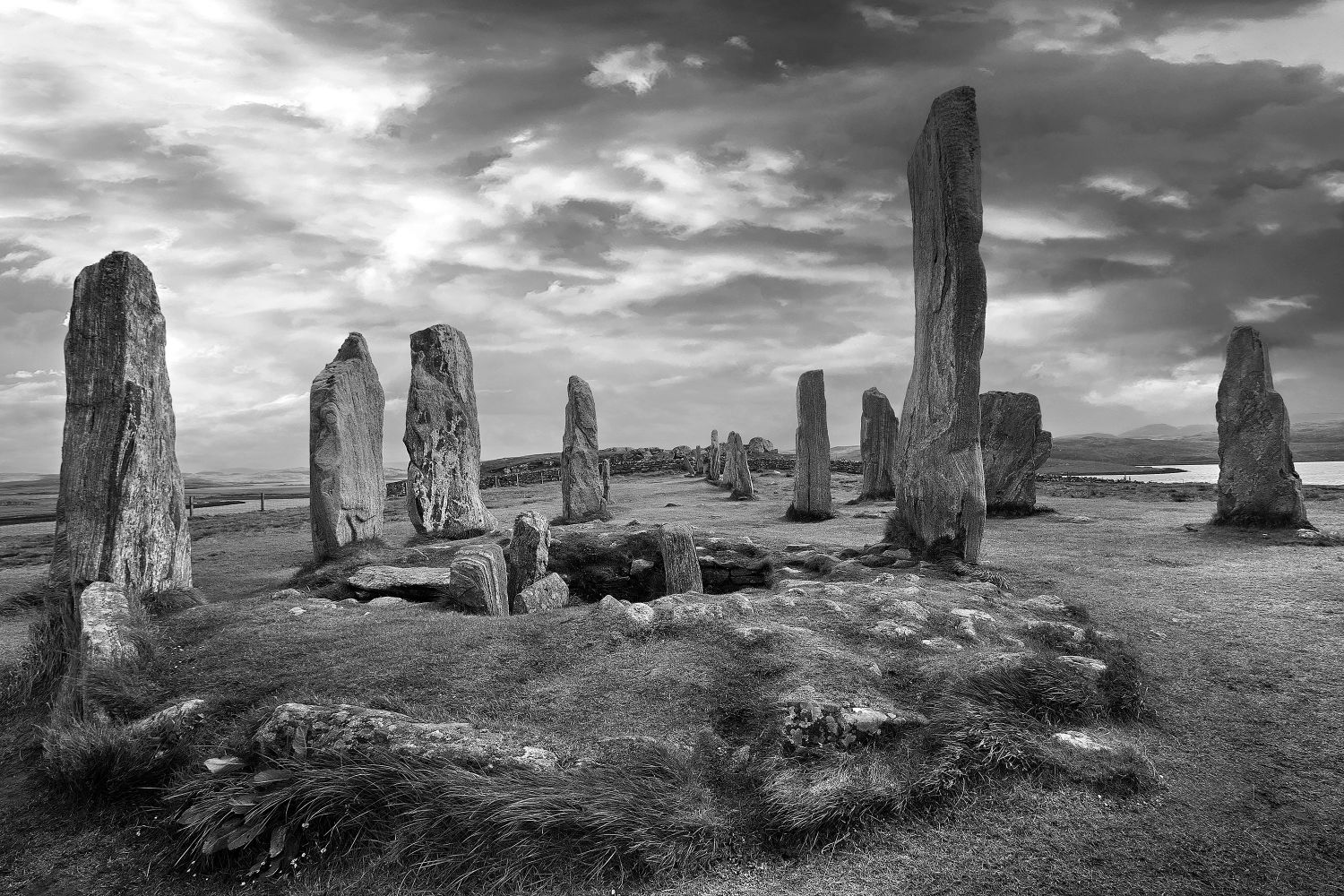 Callanish Standing Stones on the Isle of Lewis (2) in Black and White