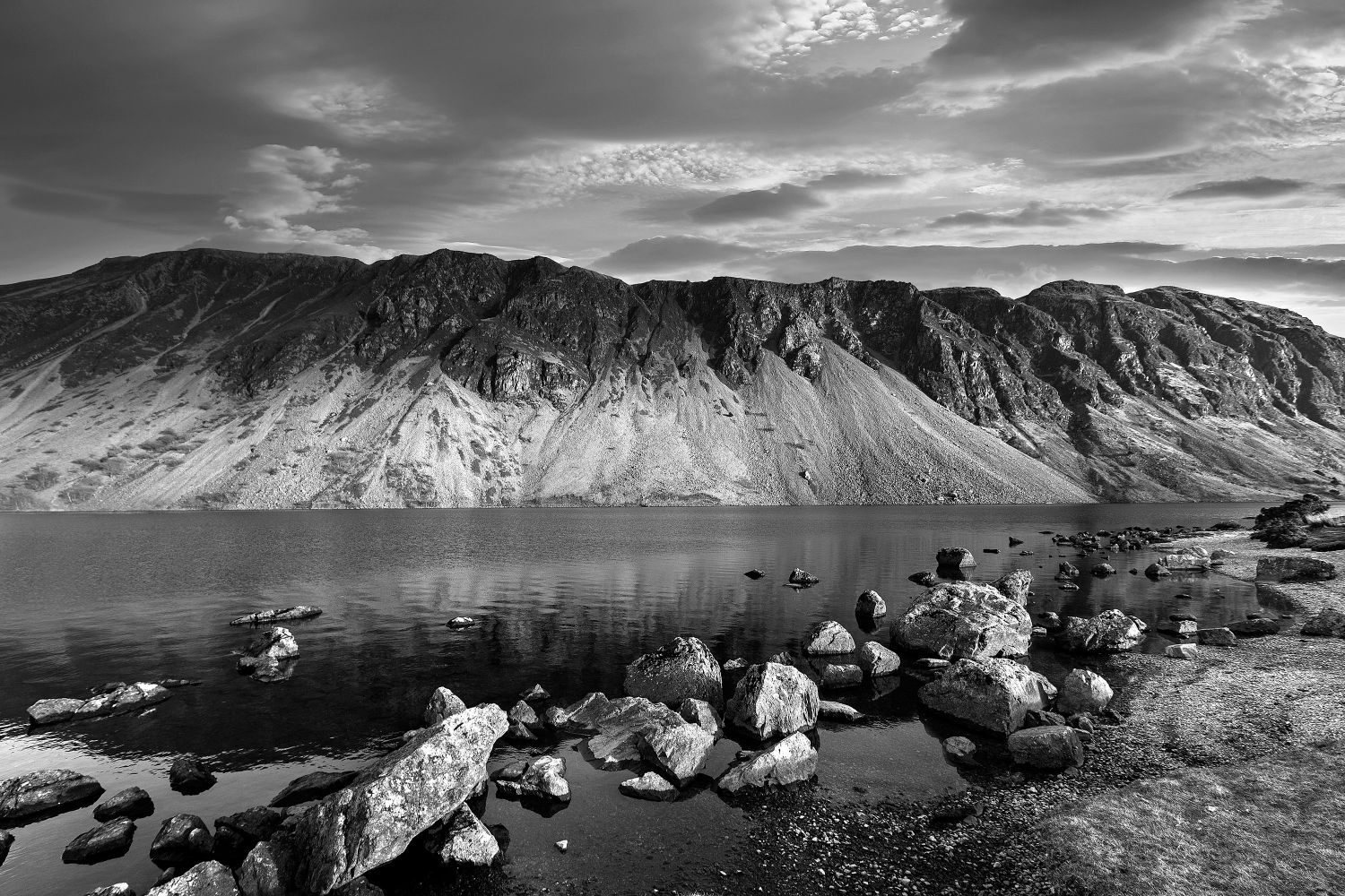 Sunset over the Wastwater Screes in Black and White by Martin Lawrence