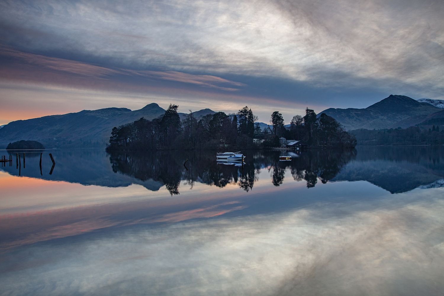 Cloud reflections on Derwentwater by Martin Lawrence