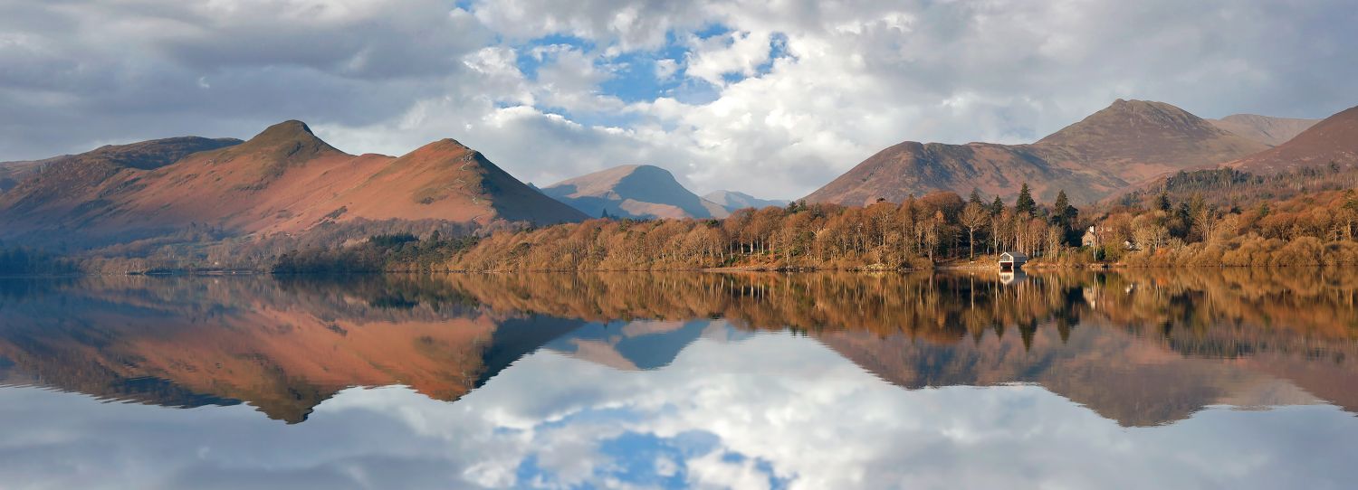 Catbells, Robinson and Causey Pike from Isthmus Bay by Martin Lawrence