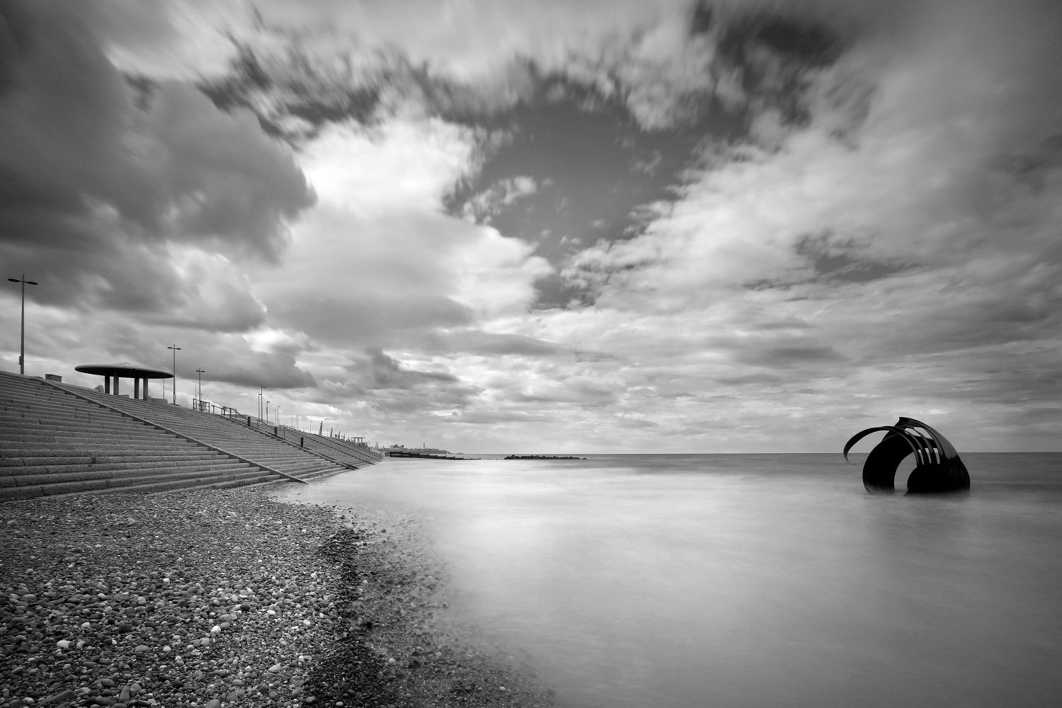 Big Skies over Marys Shell Cleveleys Black and White