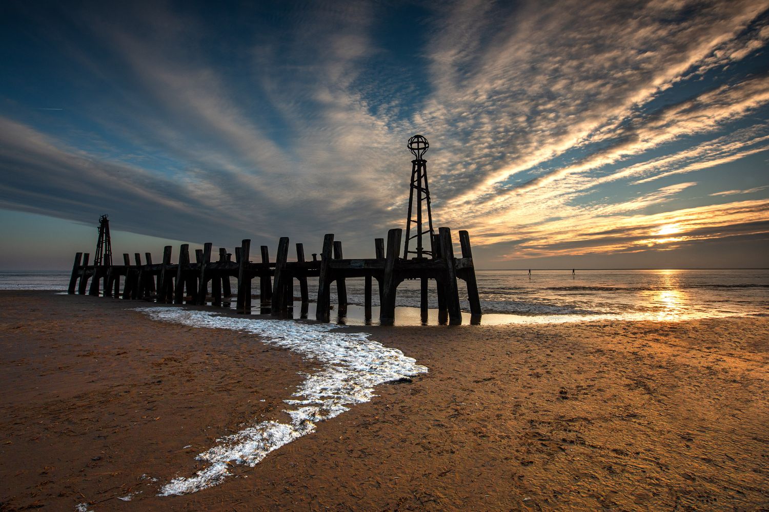 Sunset over St Annes Jetty by Martin Lawrence