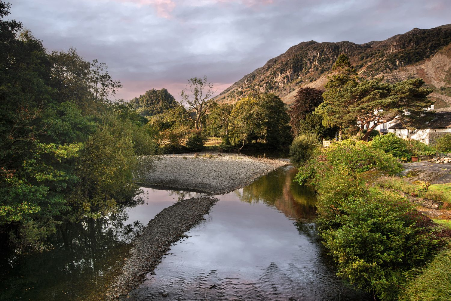 Sunrise over Castle Crag from Grange - Martin Lawrence Photography