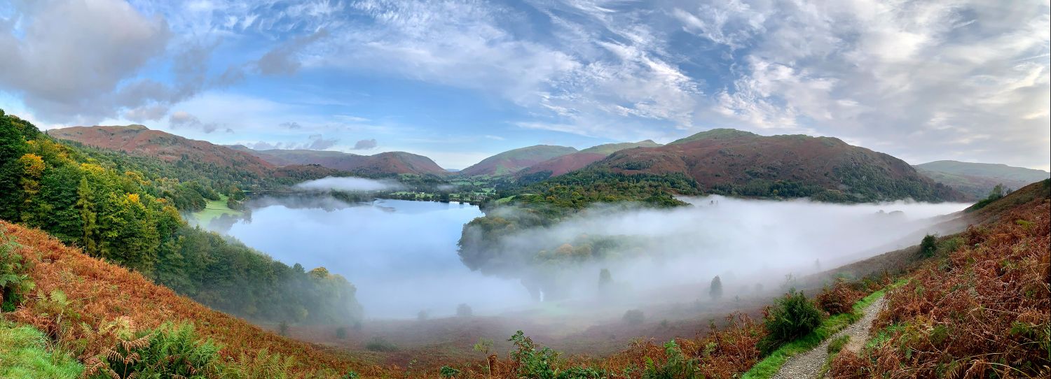 Grasmere below autumn mist by Martin Lawrence Photography