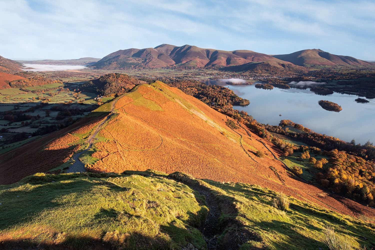 Autumn colour surrounds Catbells and Skiddaw by Martin Lawrence photography