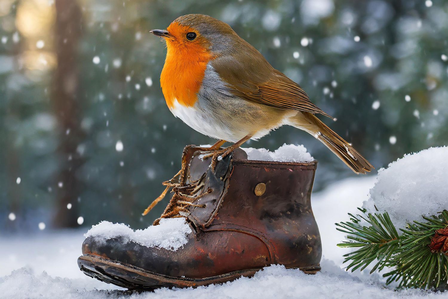 A robin on an old boot by Martin Lawrence Photography