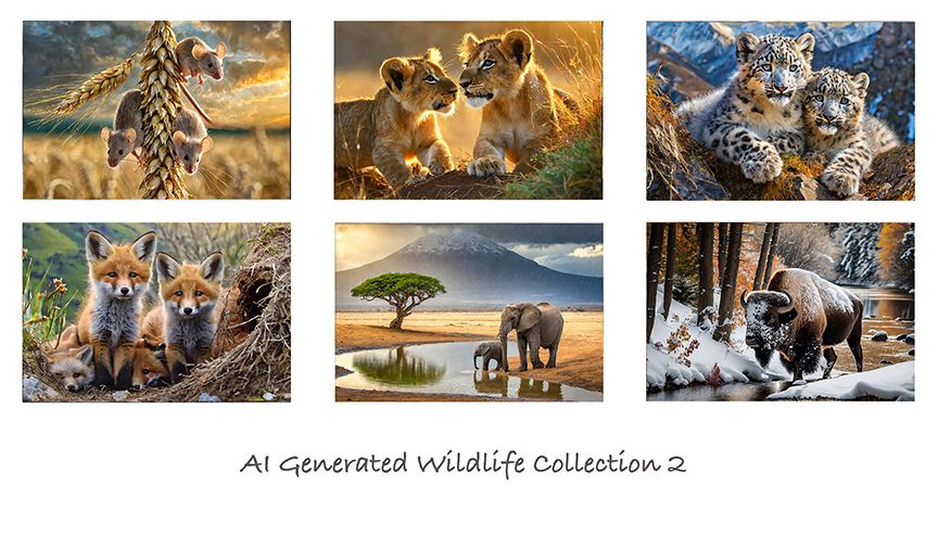 AI Generated Wildlife Collection 2 - Pack of 6 by Martin Lawrence Photography