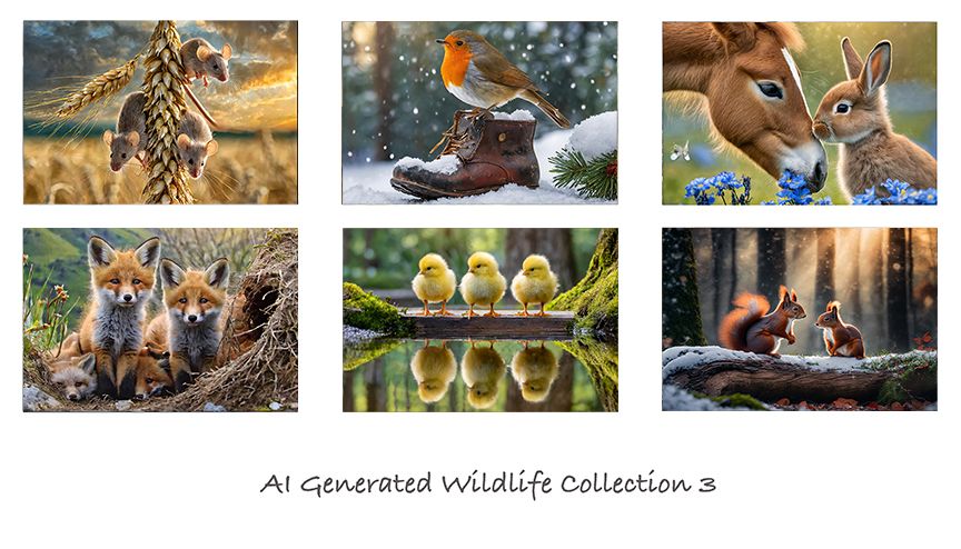AI Generated Wildlife Collection 3 - Pack of 6 Martin Lawrence Photography