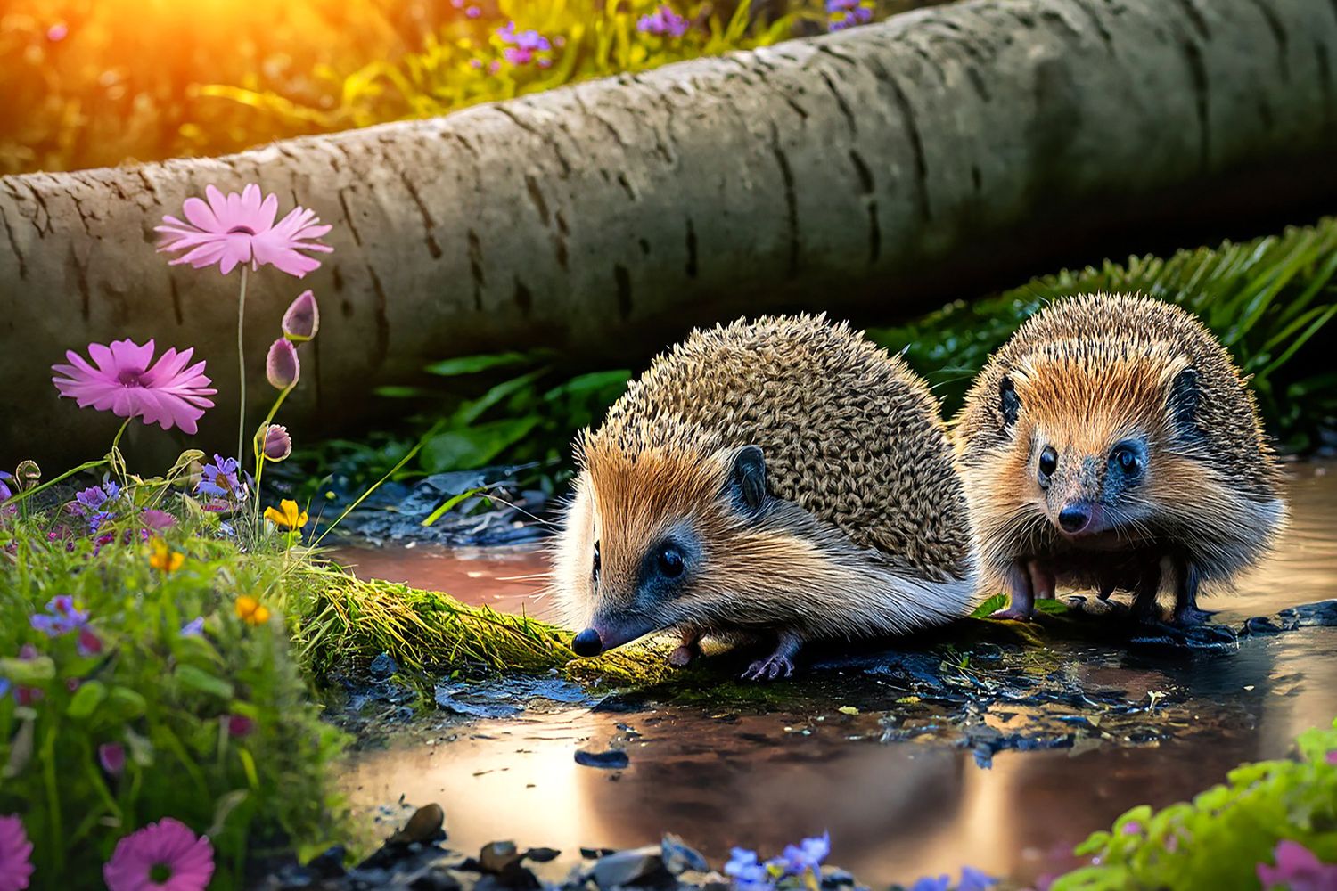 Hedgehogs at Sunrise by Martin Lawrence Photography