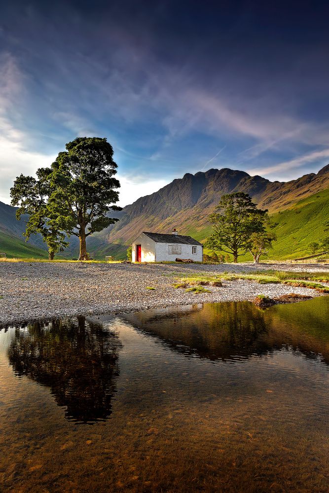 Haystacks and The White Hut in the Golden Hour at Buttermere by Martin Lawrence