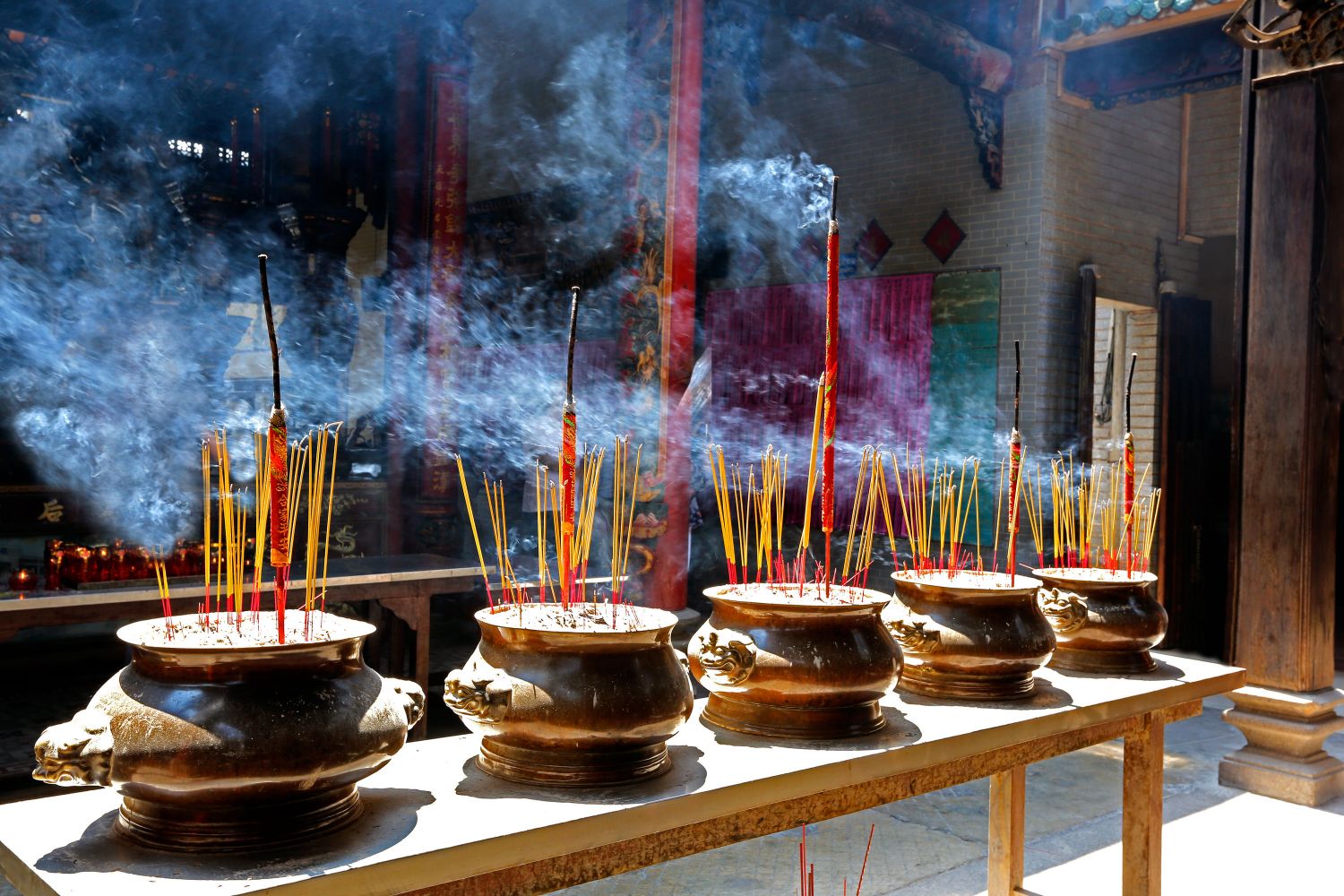 Joss sticks burning in a temple in Ho Chi Minh City Vietnam