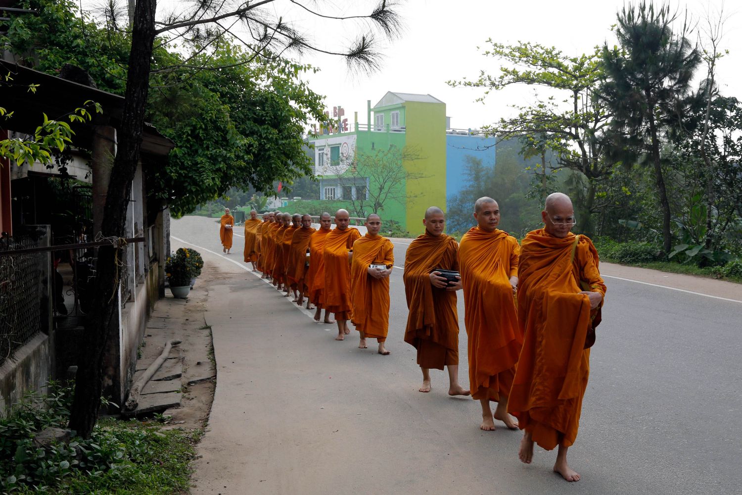 Monks in meditation in Vietnam