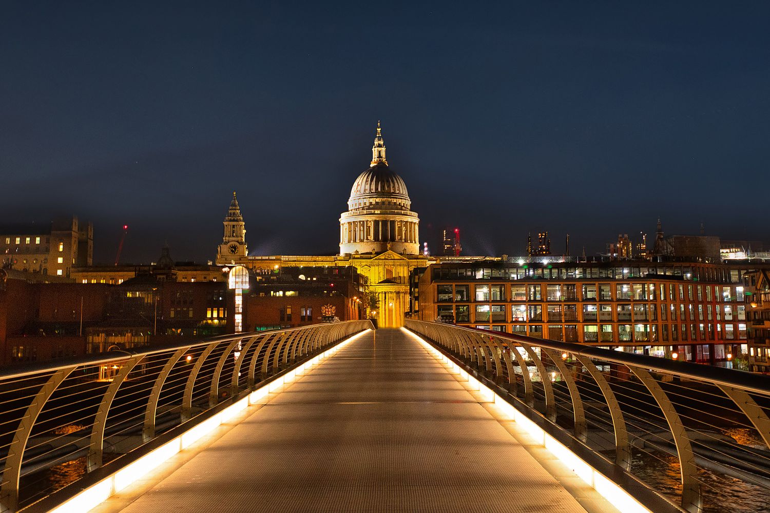 St Paul's from the Millennium Bridge London at night by Martin Lawrence Photography