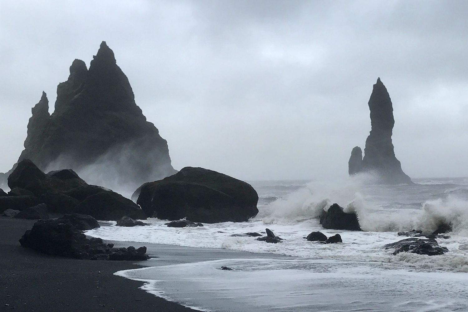 Reynisdrangar Basalt Sea Stacks at Vik Iceland