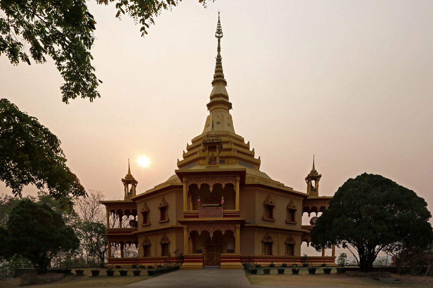 Sunset over the Wat Phon Phao  Laos