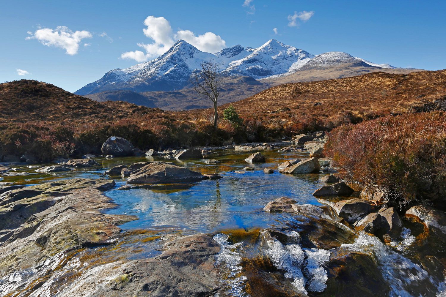 The Black Cuillin from Allt Dearg Mor just up from The Old Sligachan Bridge.