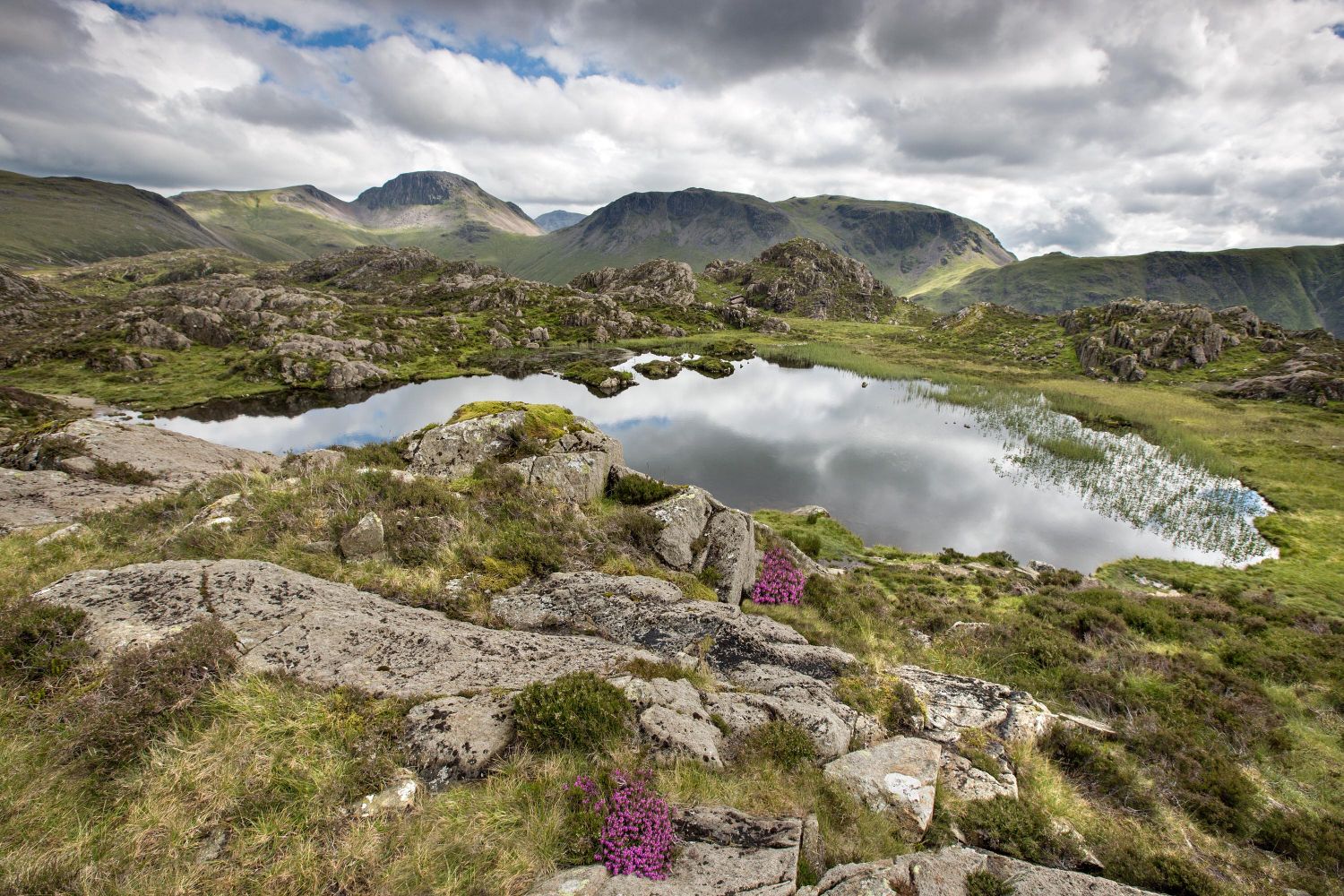 Across Innominate Tarn to Great Gable and Scafell Pike from a higher than normal perspective