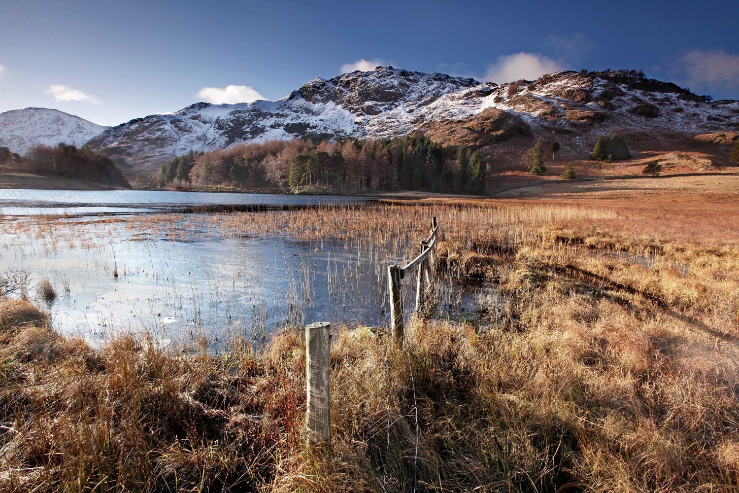 Blea Tarn Little Langdale with some early autumn snow