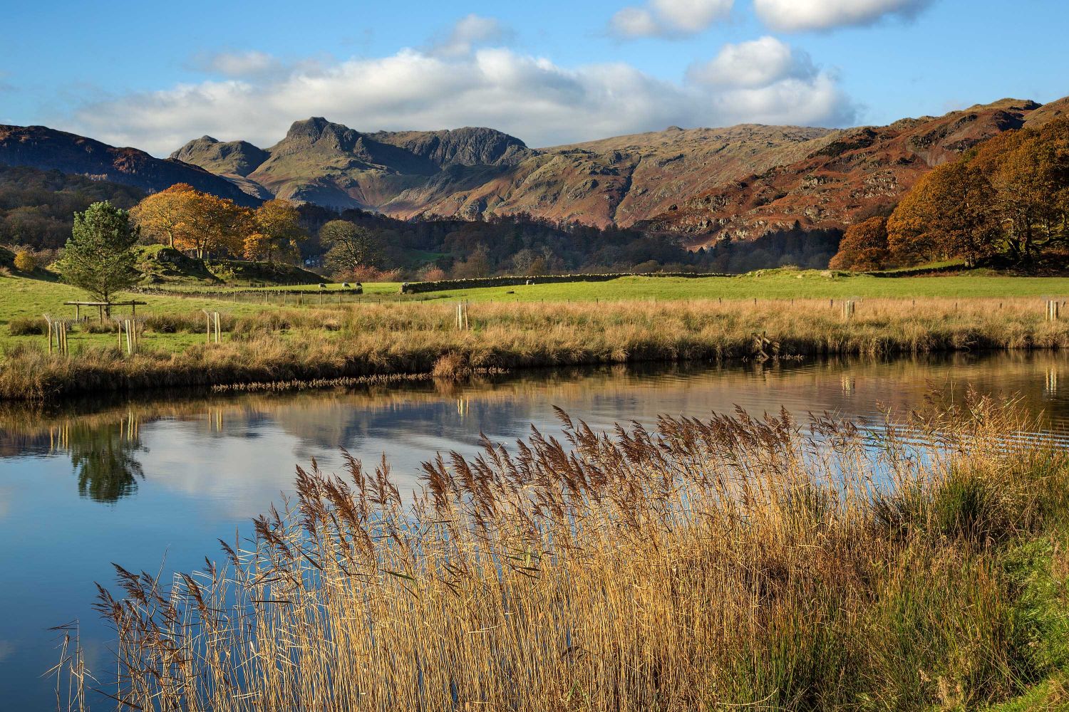 The Langdales over the River Brathay at Elterwater