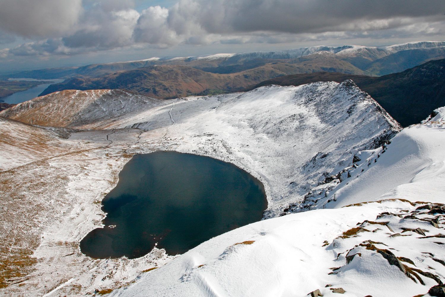 Snow on Helvellyn and Striding Edge