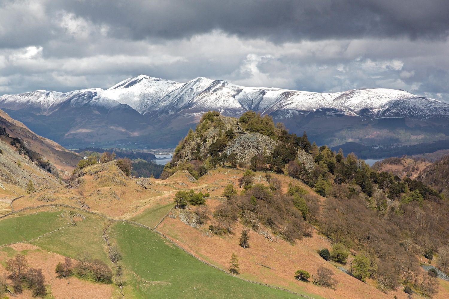 Castle Crag and Skiddaw after a fall of snow