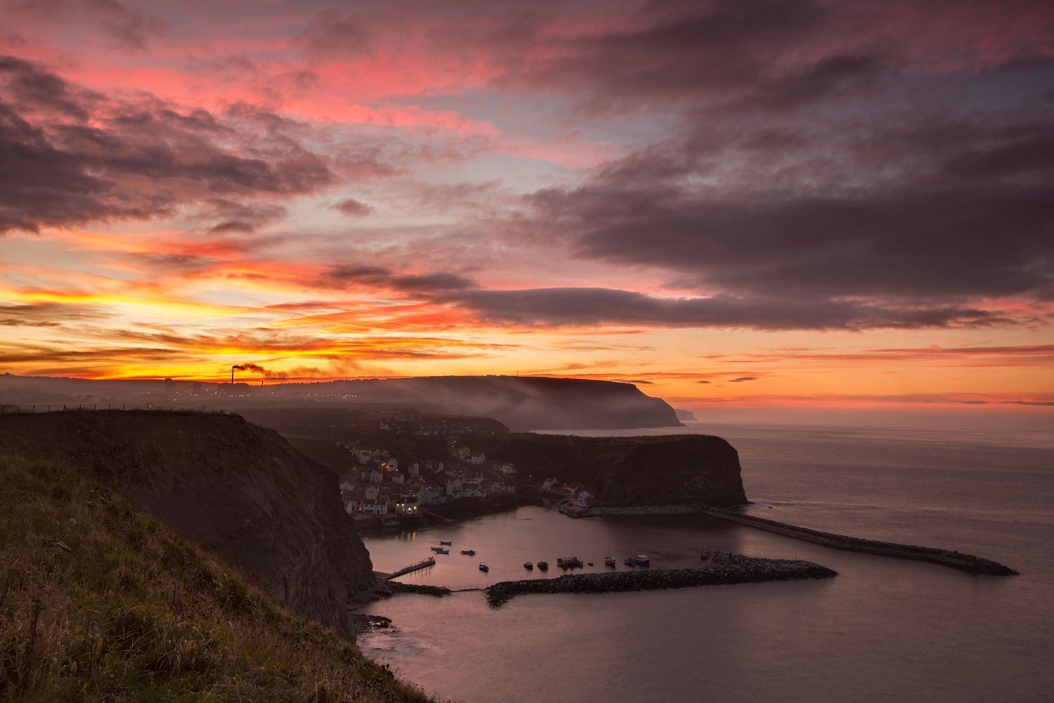 Sunset over Staithes, North Yorkshire