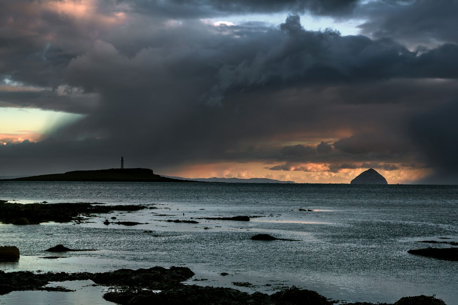 Pladda and Ailsa Craig from Kildonan, Arran