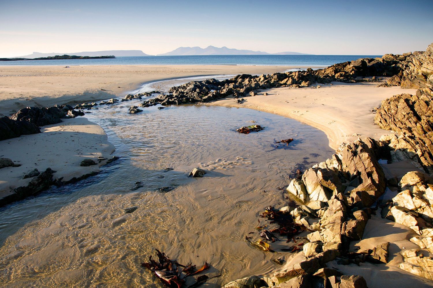 Eigg and Rum from Camusdarach Beach