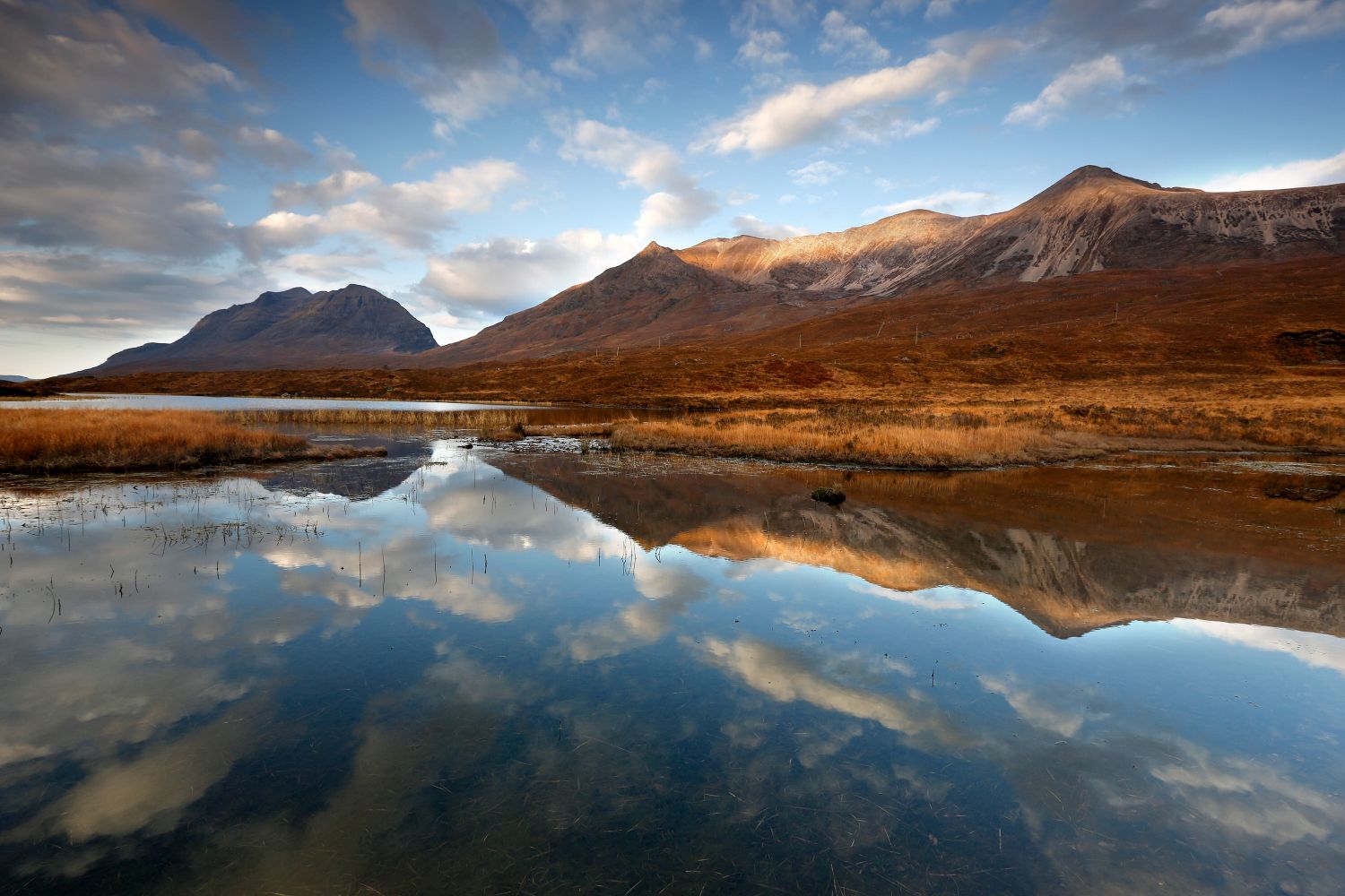 Liathach and Beinn Eighe reflected in Loch Clair