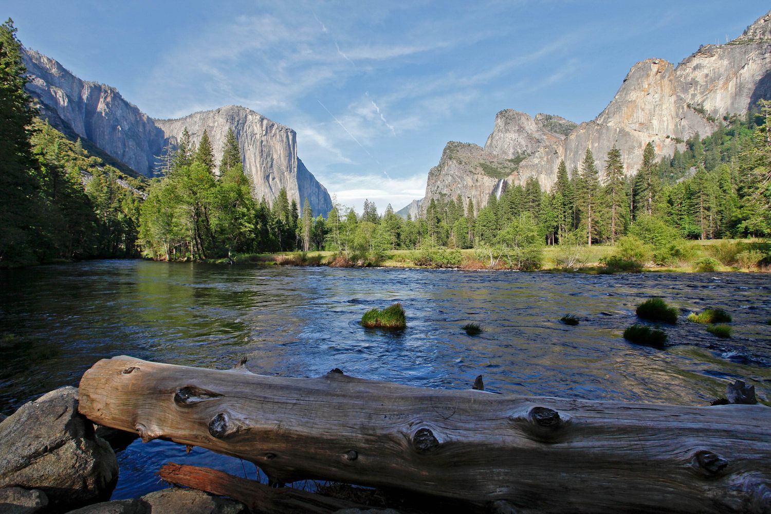 El Capitan and Cathedral Rock, Yosemite National Park seen from El Capitan Meadows