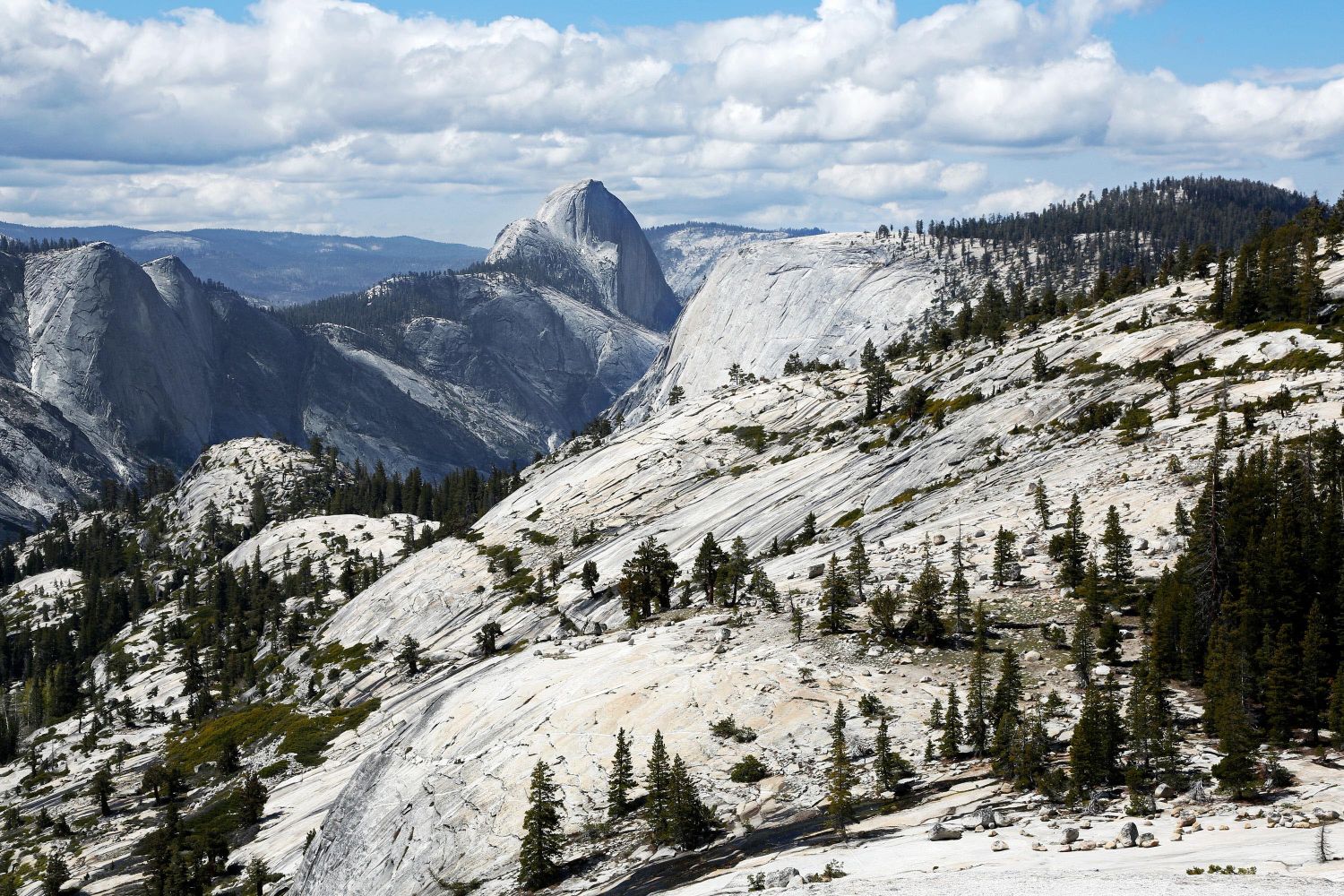 Half Dome from Olmsted Point, Yosemite National Park on the Tioga Road after a heavy fall of snow.