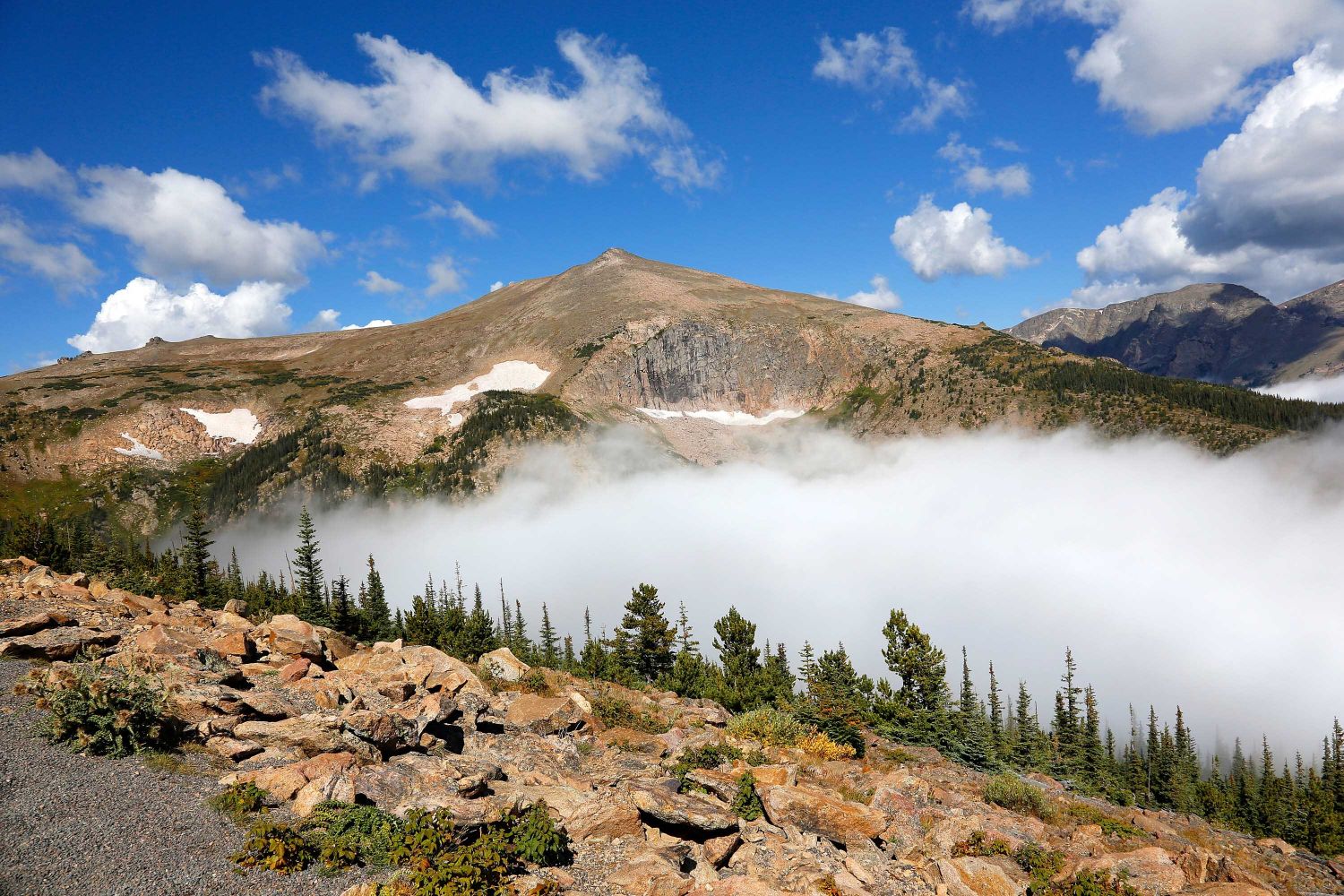 Sundance Mt from Trail Ridge Road taken from above the clouds