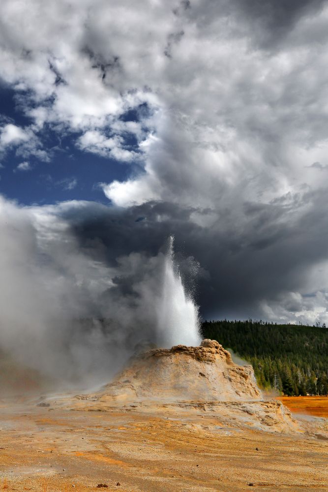 An eruption of Castle Geyser, Yellowstone National Park