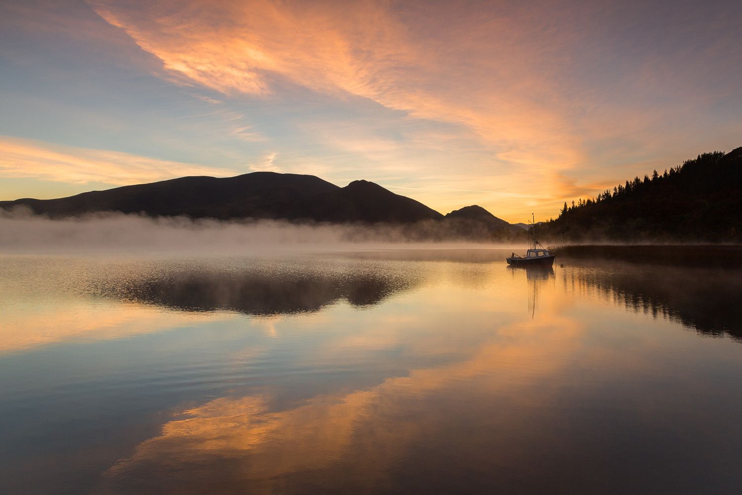 Dawn skies over Bassenthwaite Lake Skiddaw