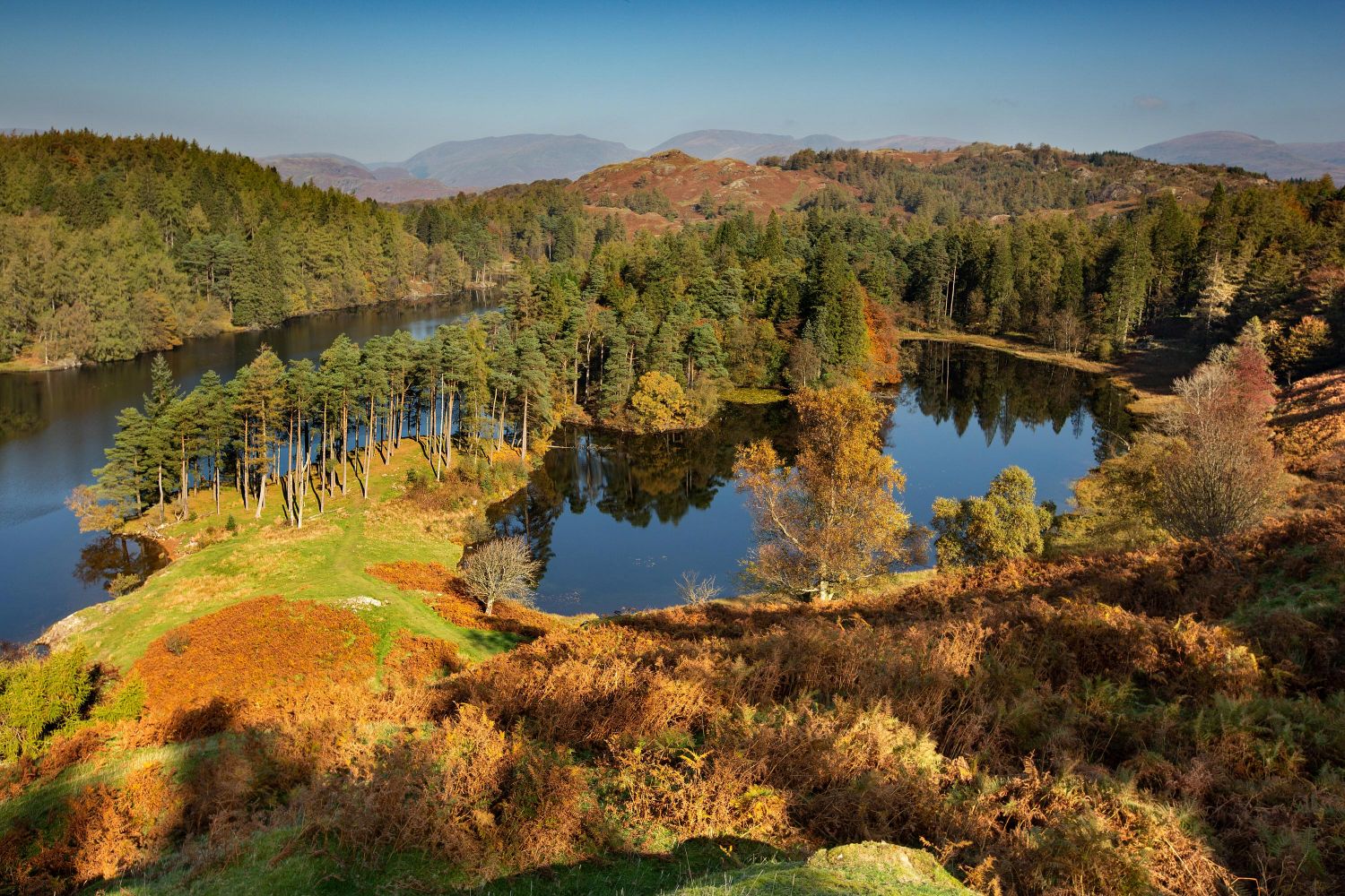 Tarn Hows bathed in autumn sunshine 