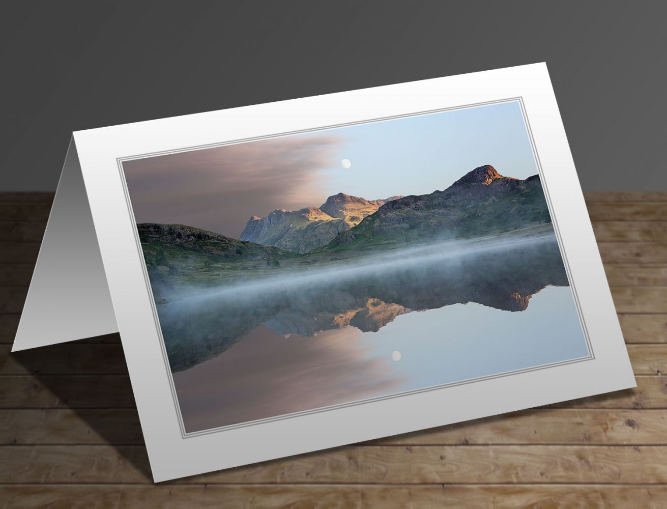 Moonrise over the Langdale Pikes Lake District greeting card