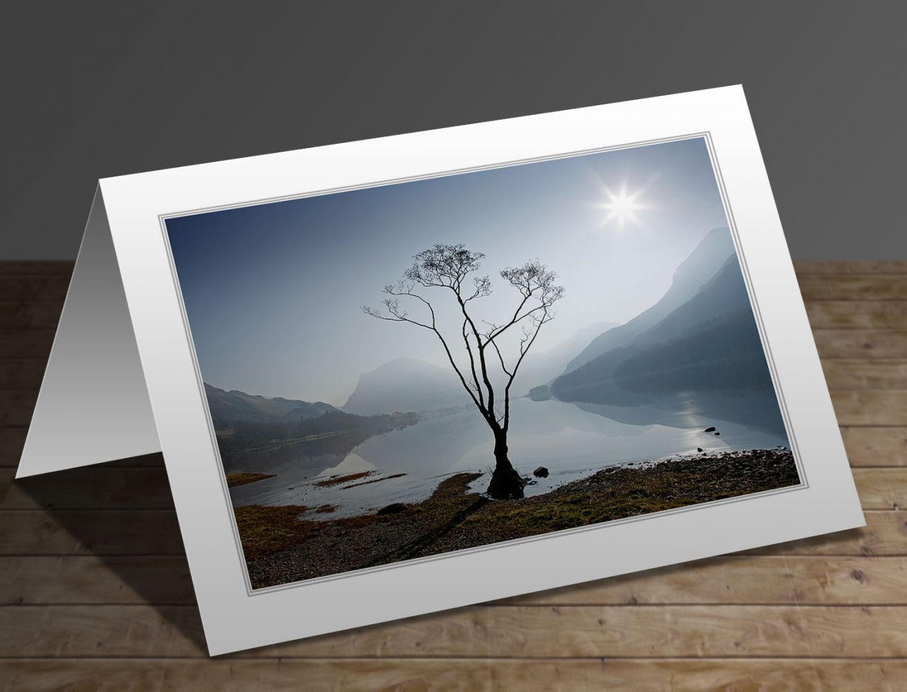 Morning mist on Buttermere Lake District greeting card