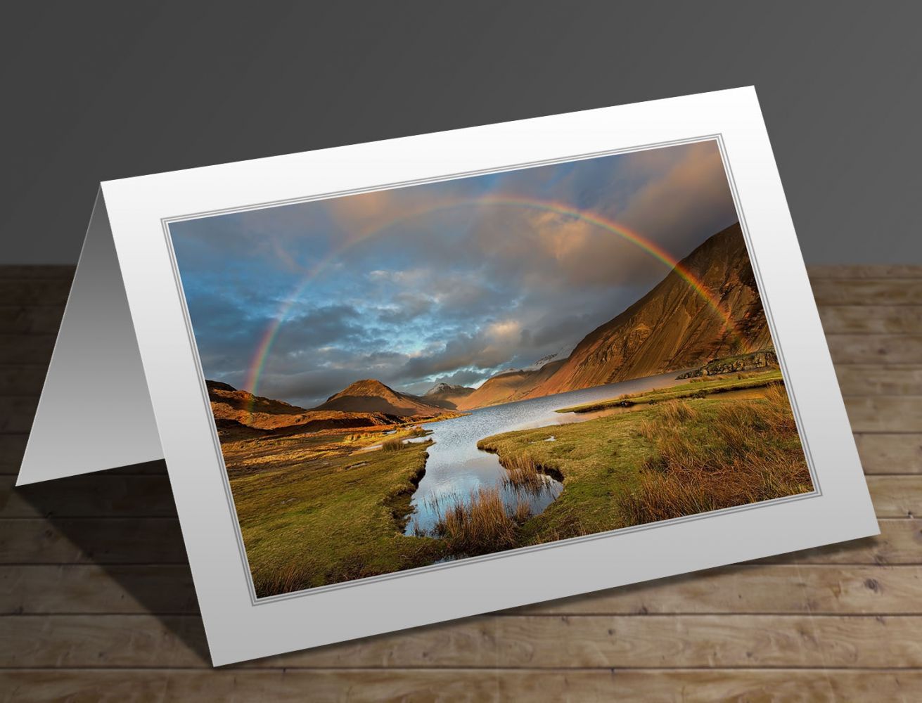 Rainbow at sunset over Wastwater Lake District greeting card