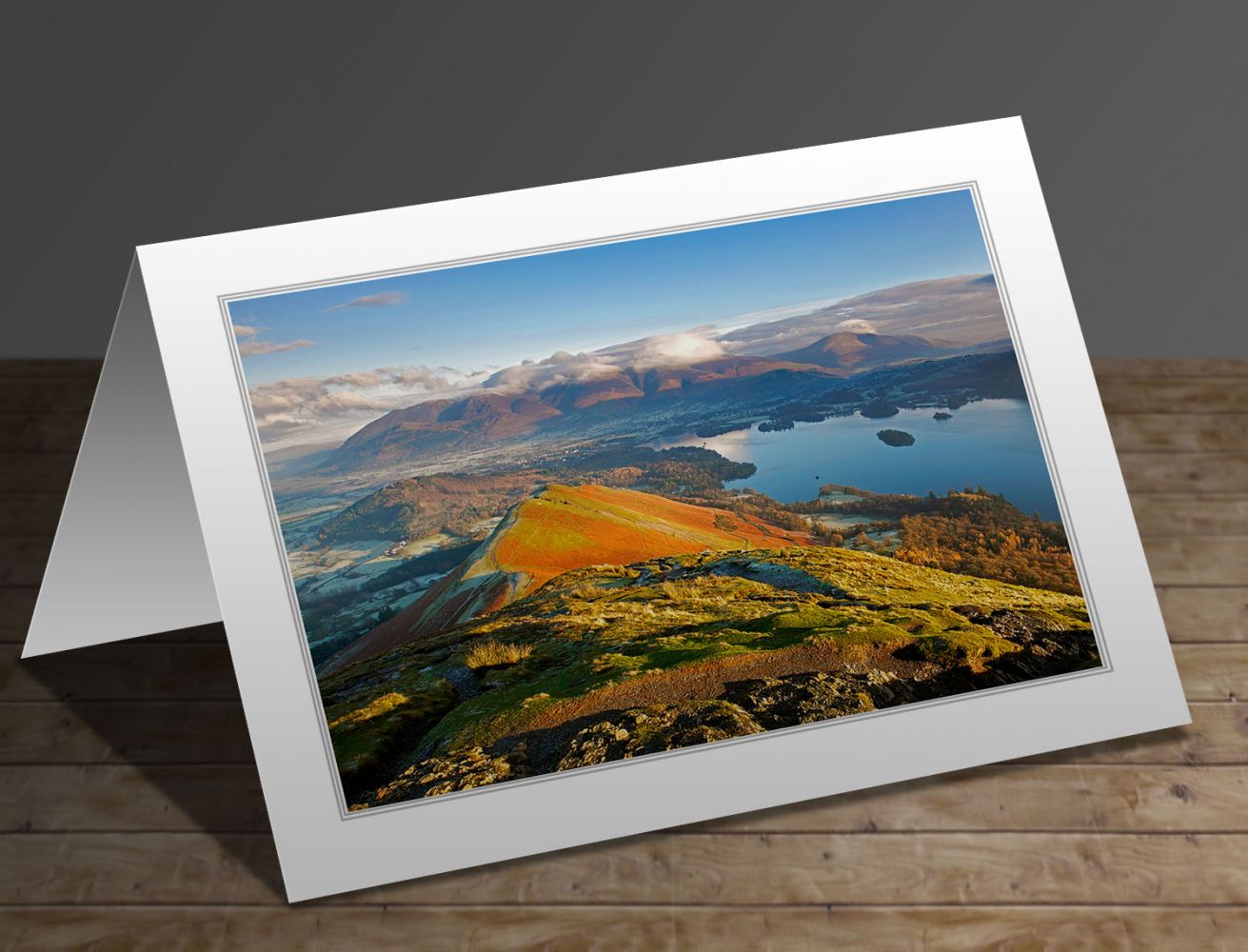 A greeting card containing the image Catbells bathed in morning light in the English Lake District by Martin Lawrence