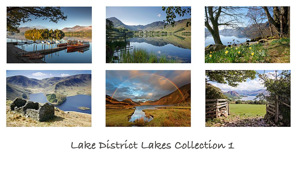 A pack of 6 assorted Lake District greeting cards featuring images of some of the Lake District Lakes