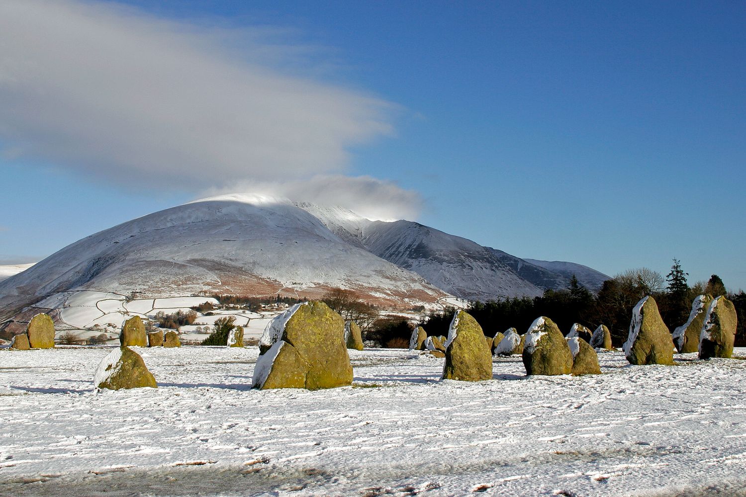 Deep snow at Casterigg Stone Circle near Keswick taken on Boxing Day